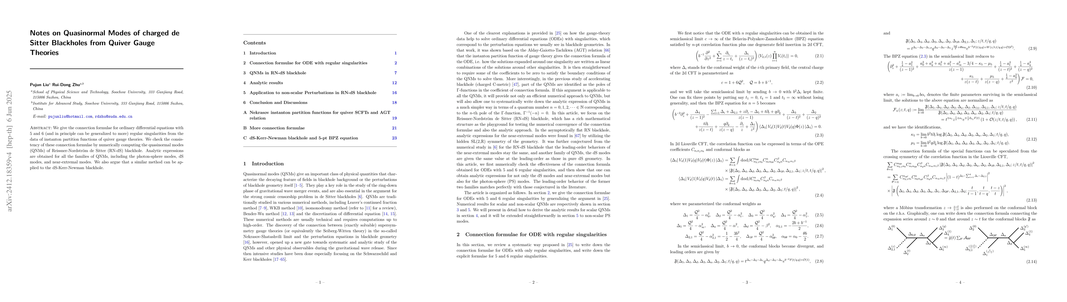 Thumbnail for Notes on Quasinormal Modes of charged de Sitter Blackholes from Quiver
  Gauge Theories