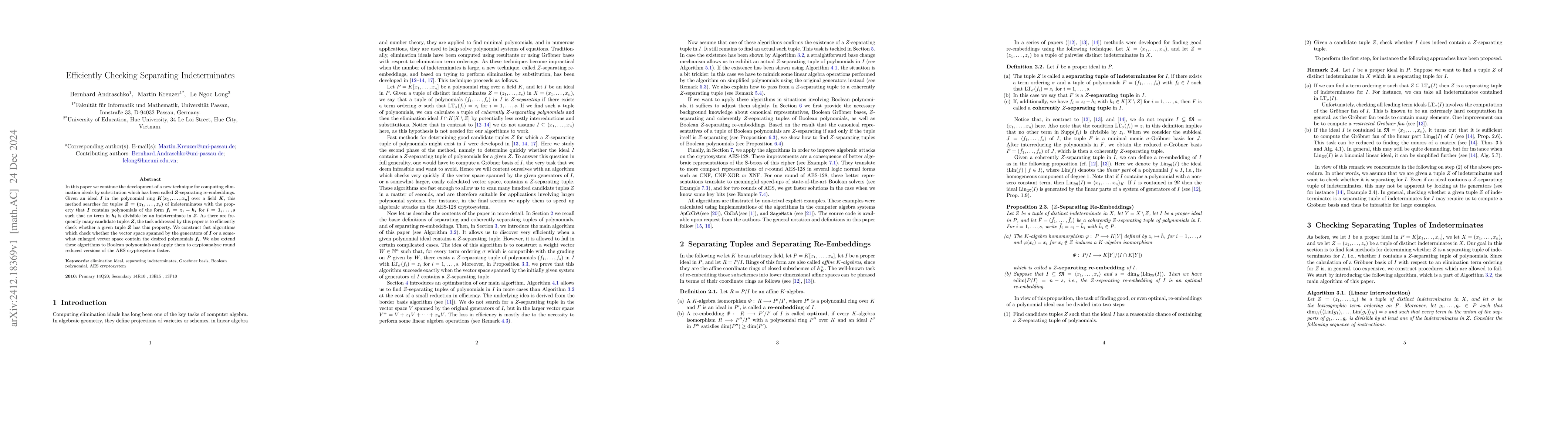 Thumbnail for Efficiently Checking Separating Indeterminates