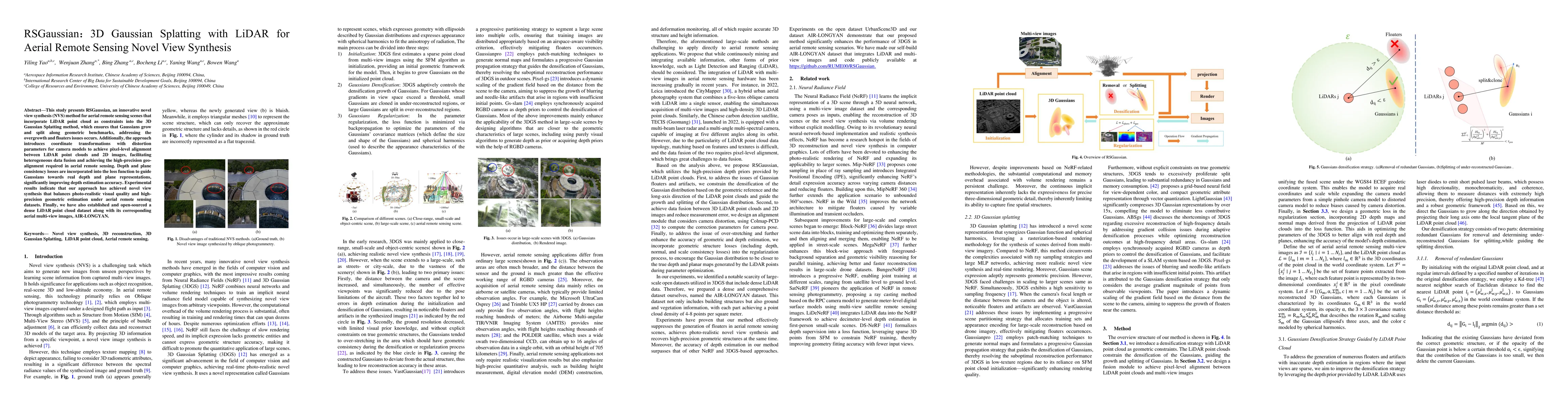 Thumbnail for RSGaussian:3D Gaussian Splatting with LiDAR for Aerial Remote Sensing
  Novel View Synthesis