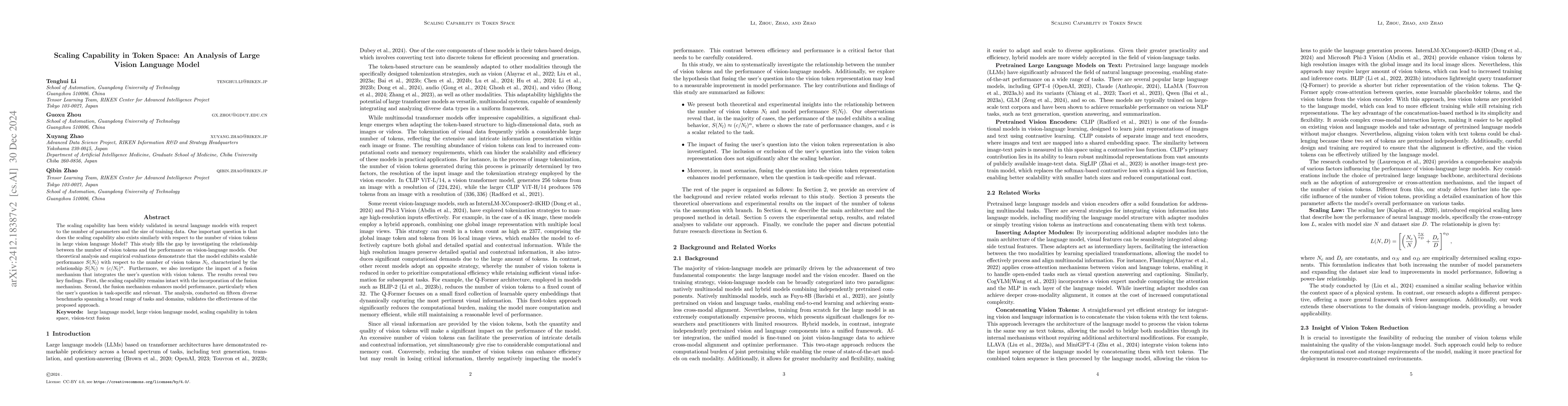 Thumbnail for Weak Scaling Capability in Token Space: An Observation from Large Vision
  Language Model