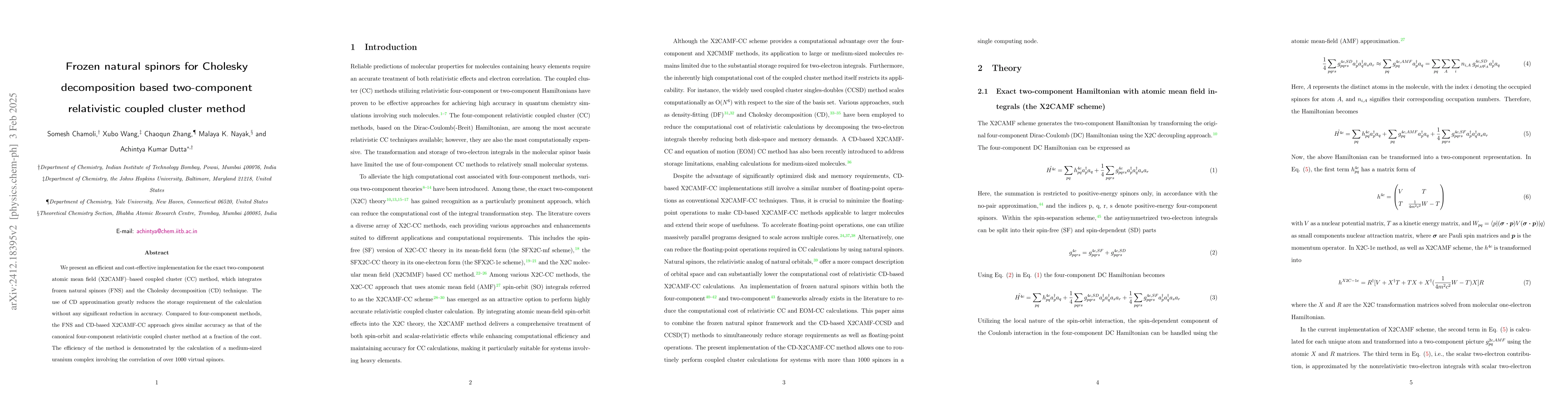 Thumbnail for Frozen natural spinors for Cholesky decomposition based two-component
  relativistic coupled cluster method