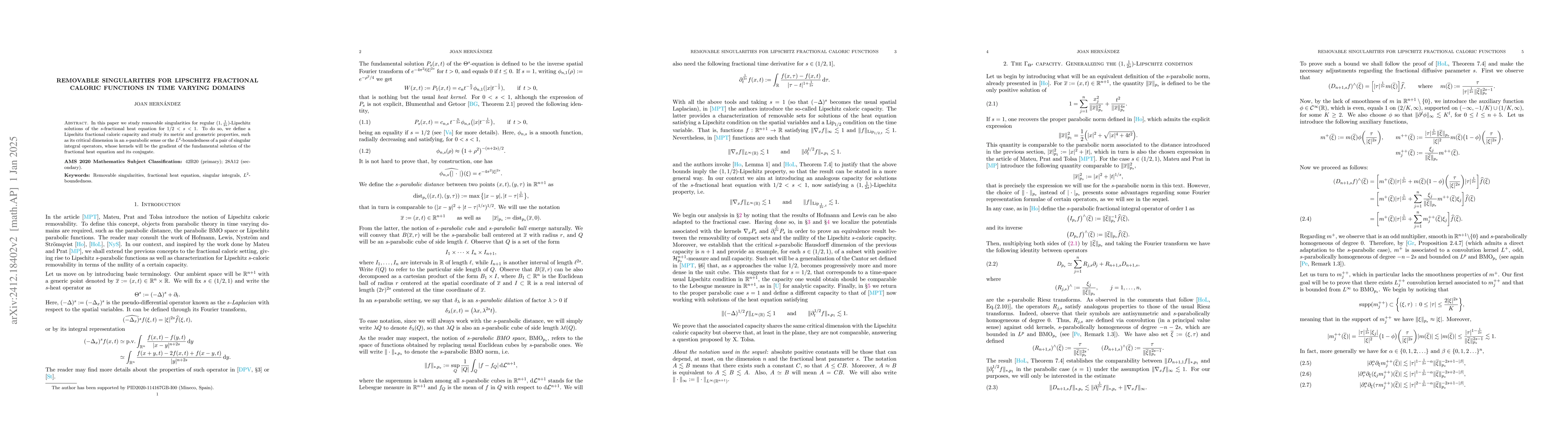 Thumbnail for Removable singularities for Lipschitz fractional caloric functions in
  time varying domains