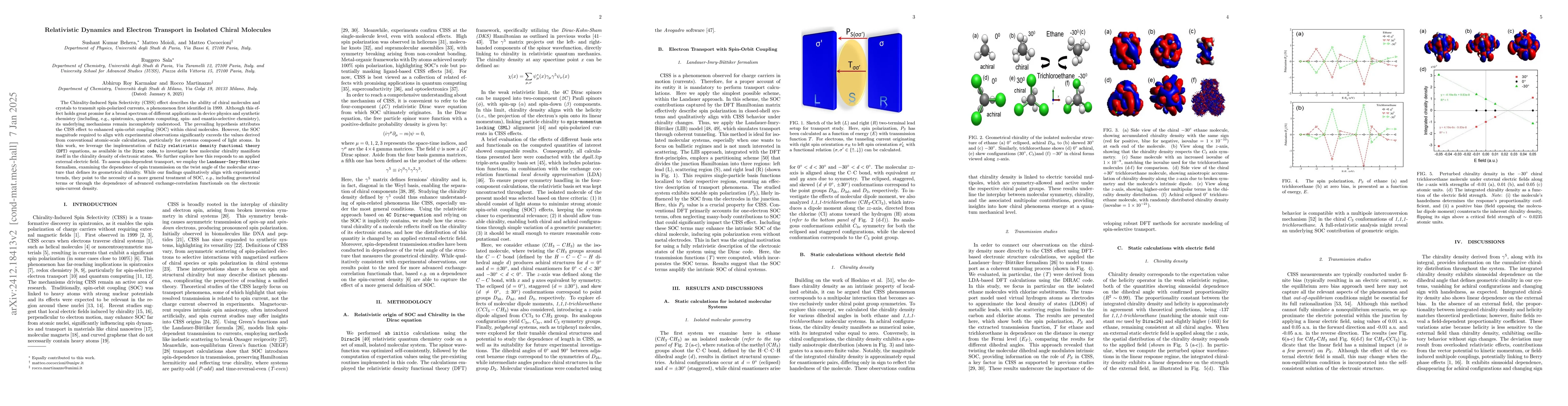 Thumbnail for Relativistic Dynamics and Electron Transport in Isolated Chiral
  Molecules
