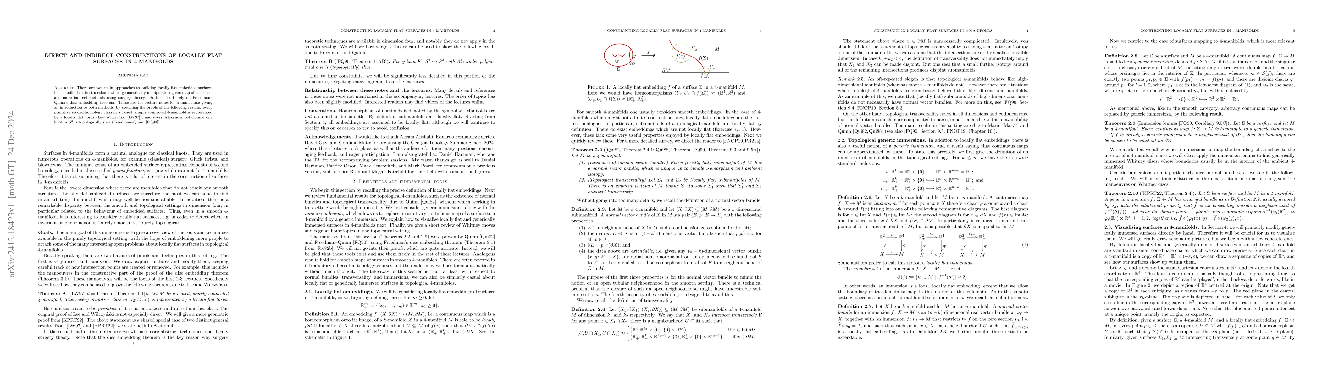 Thumbnail for Direct and indirect constructions of locally flat surfaces in
  4-manifolds