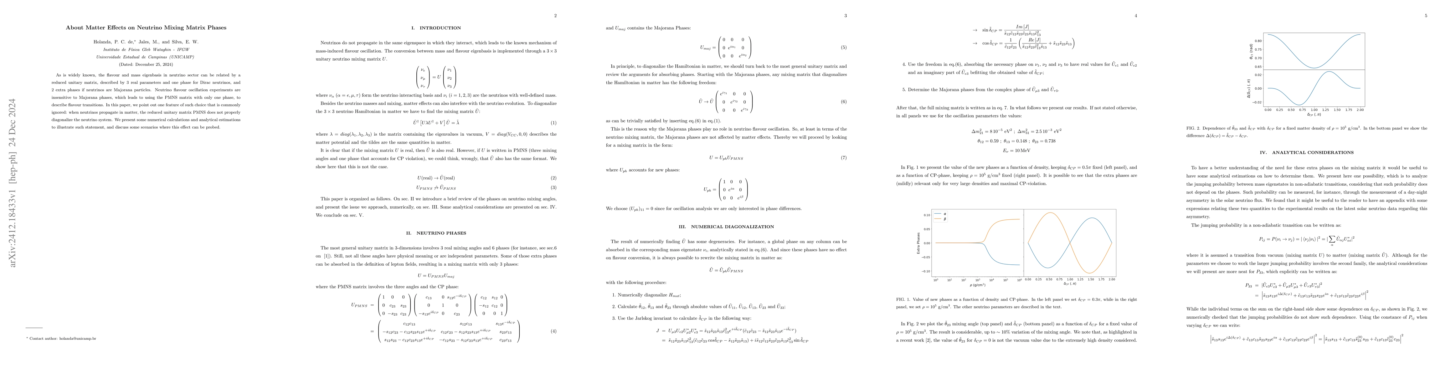 Thumbnail for About Matter Effects on Neutrino Mixing Matrix Phases
