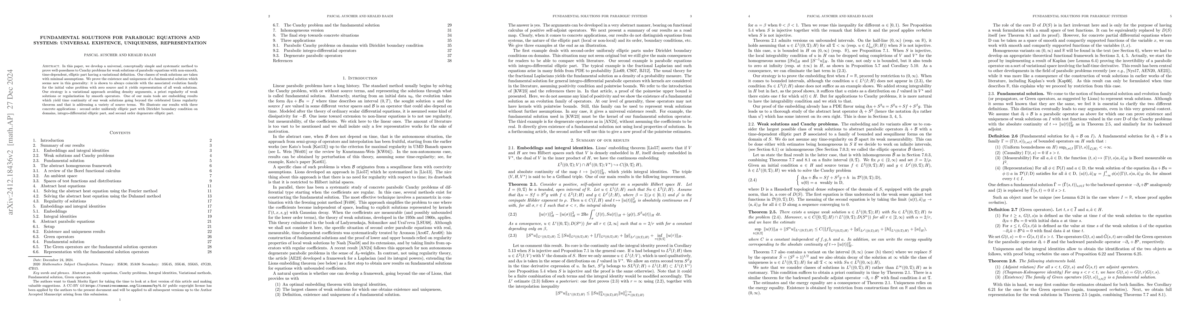 Thumbnail for Fundamental solutions for parabolic equations and systems: universal
  existence, uniqueness, representation