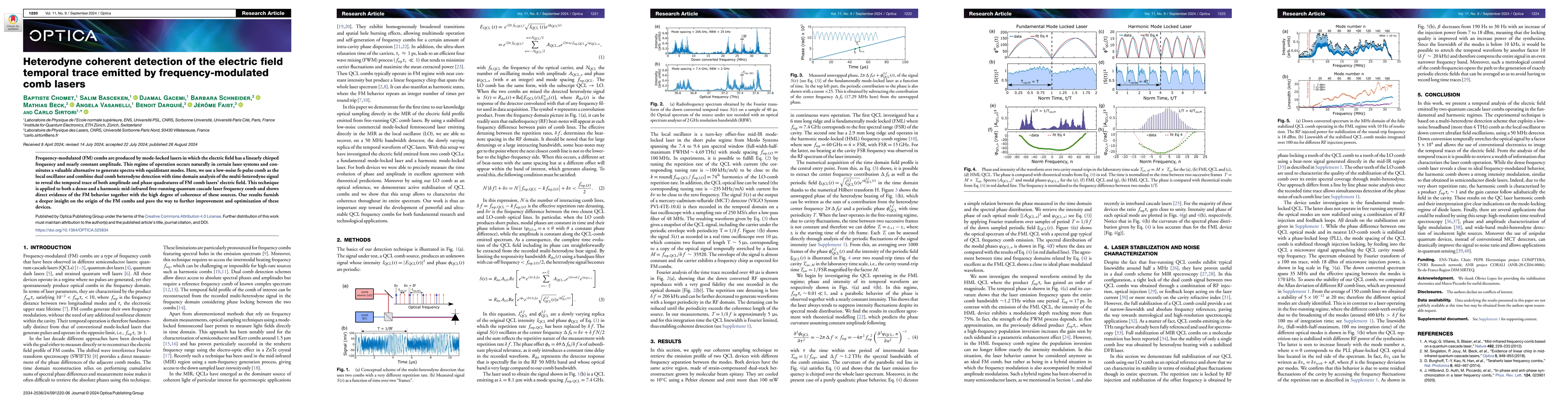 Thumbnail for Heterodyne coherent detection of the electric field temporal trace
  emitted by frequency-modulated comb lasers