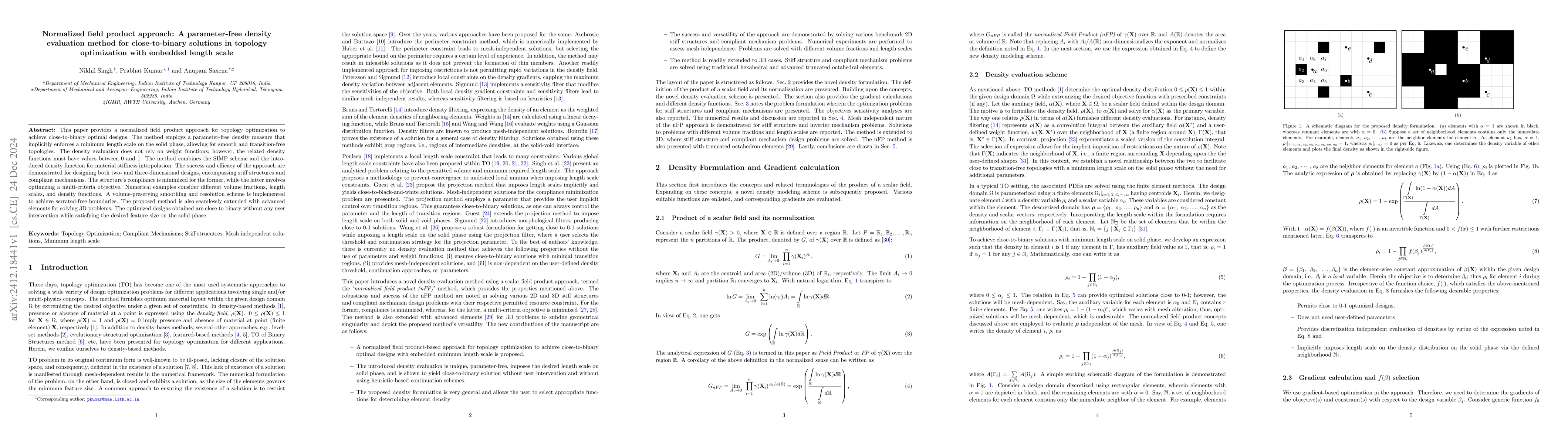 Thumbnail for Normalized field product approach: A parameter-free density evaluation
  method for close-to-binary solutions in topology optimization with embedded
  length scale