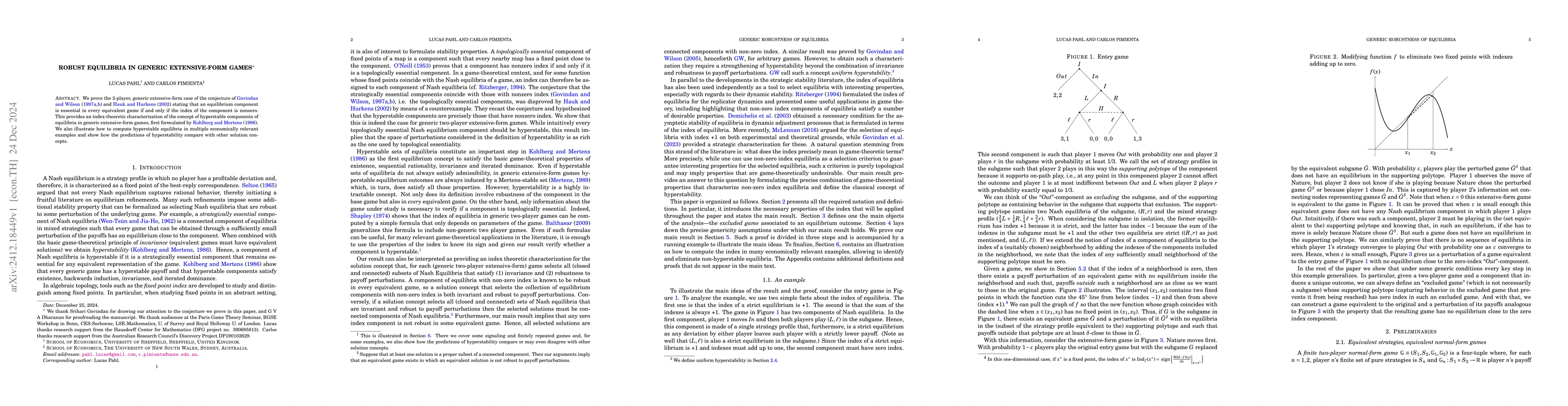 Thumbnail for Robust Equilibria in Generic Extensive form Games