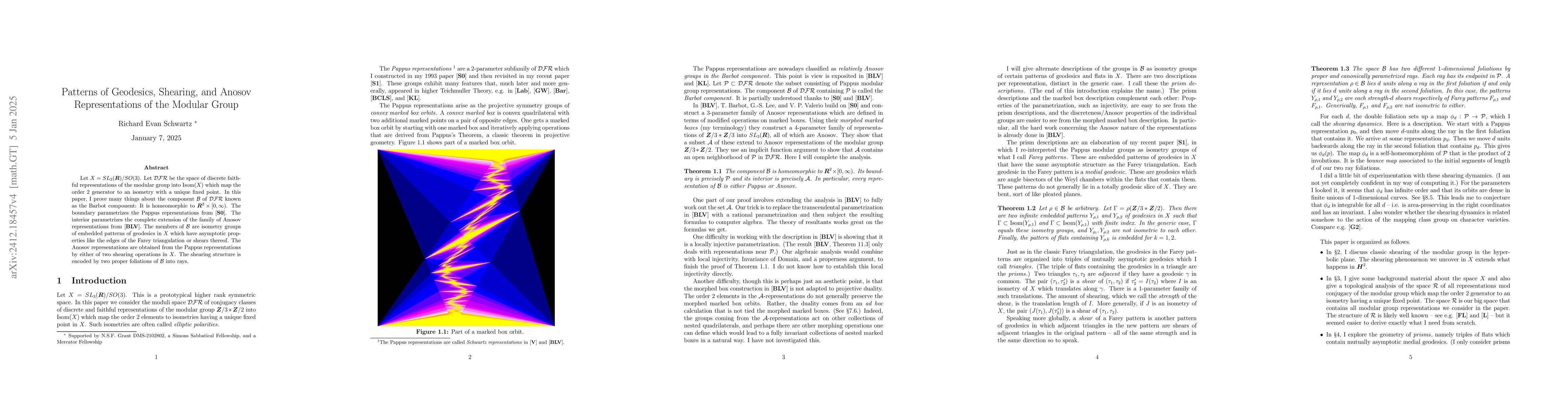 Thumbnail for Patterns of Geodesics, Shearing, and Anosov Representations of the
  Modular Group
