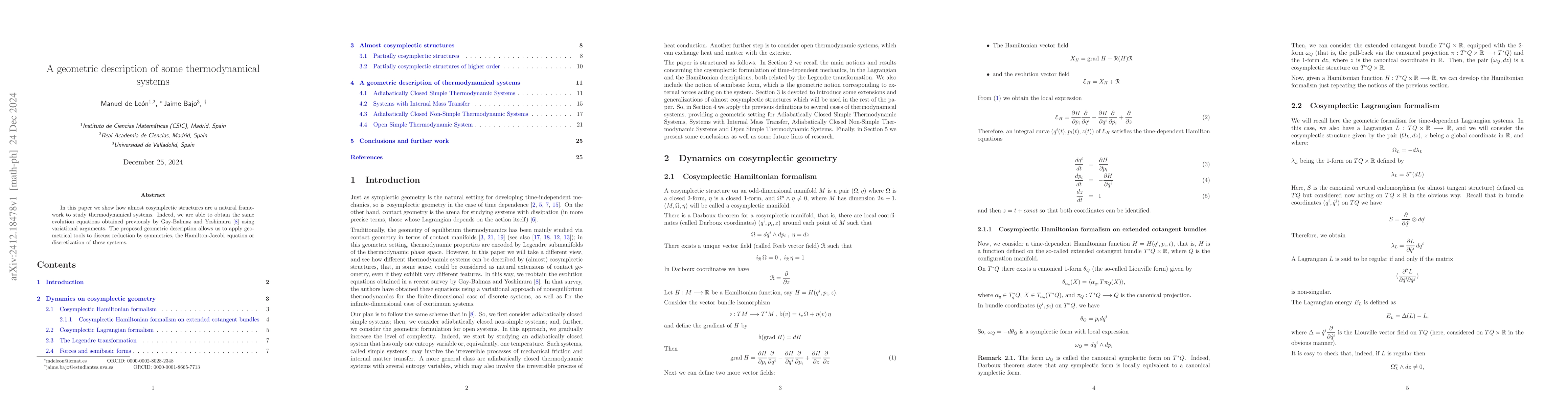 Thumbnail for A geometric description of some thermodynamical systems