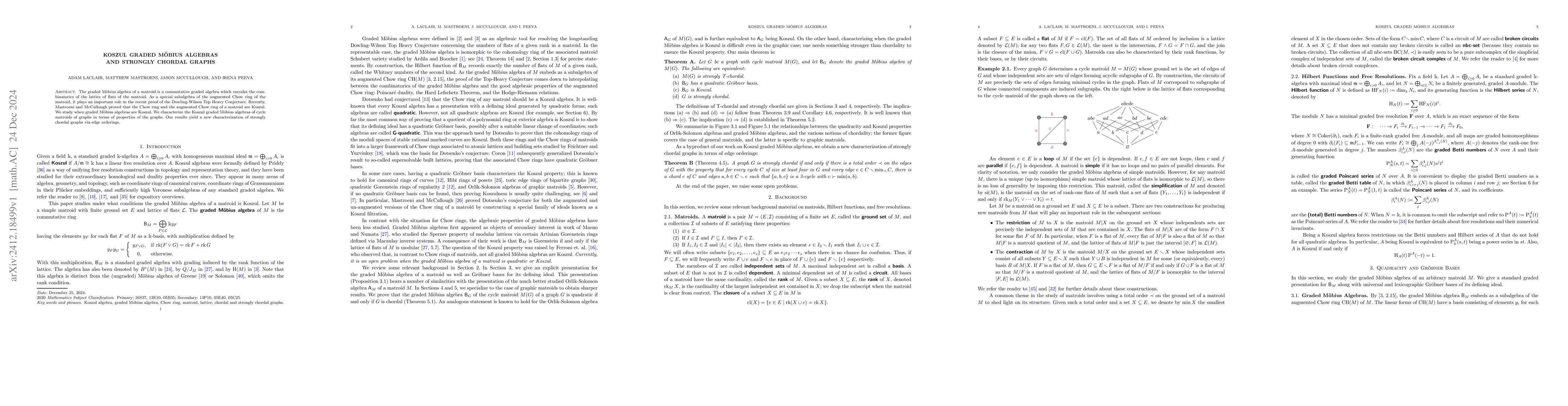 Thumbnail for Koszul Graded MĂśbius Algebras and Strongly Chordal Graphs