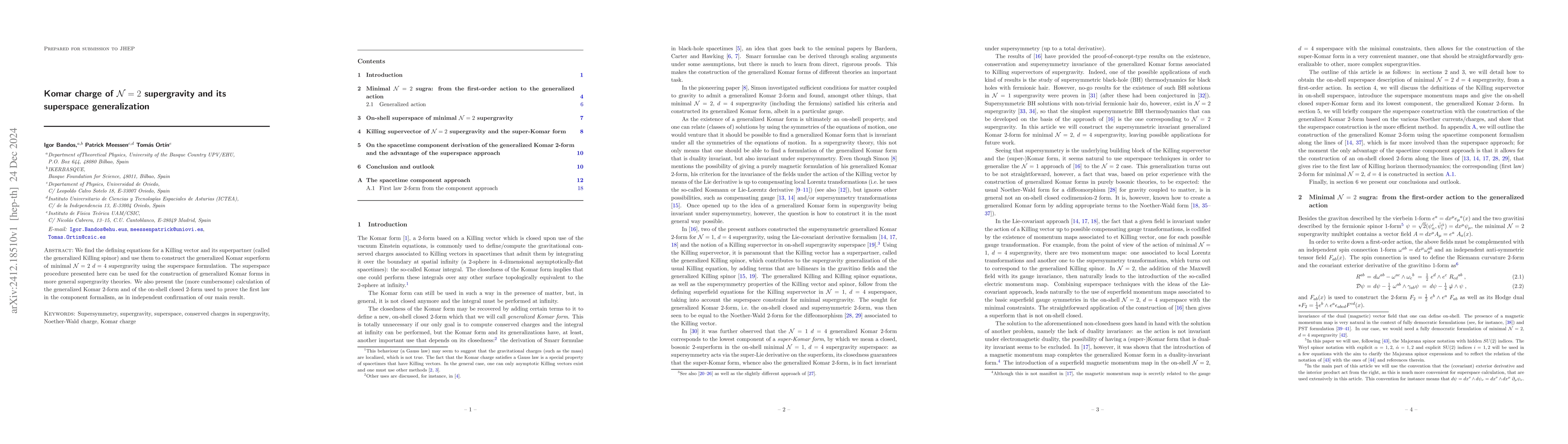 Thumbnail for Komar charge of N = 2 supergravity and its superspace generalization