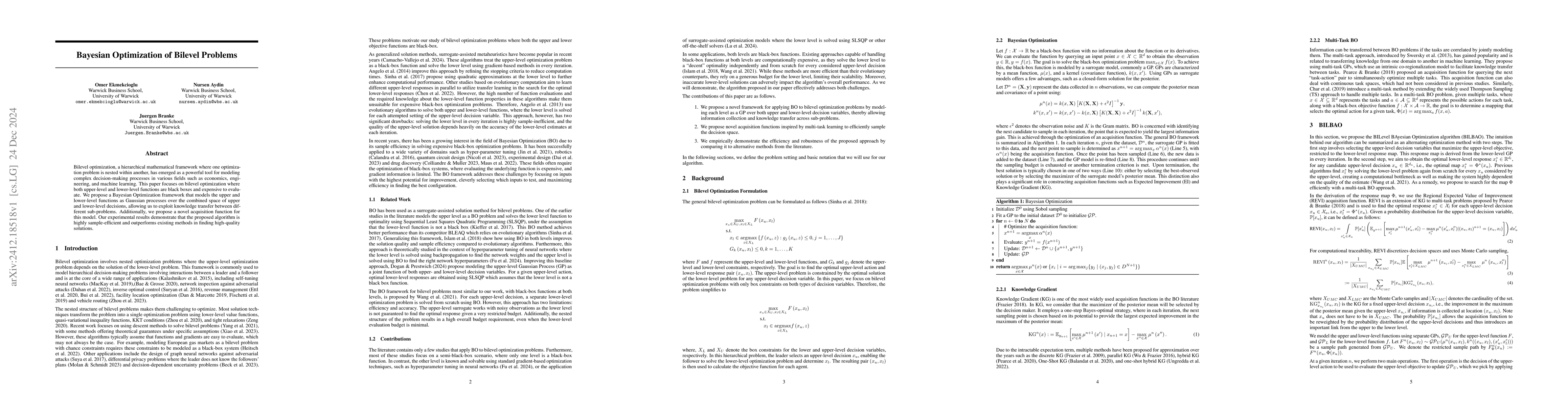 Thumbnail for Bayesian Optimization of Bilevel Problems
