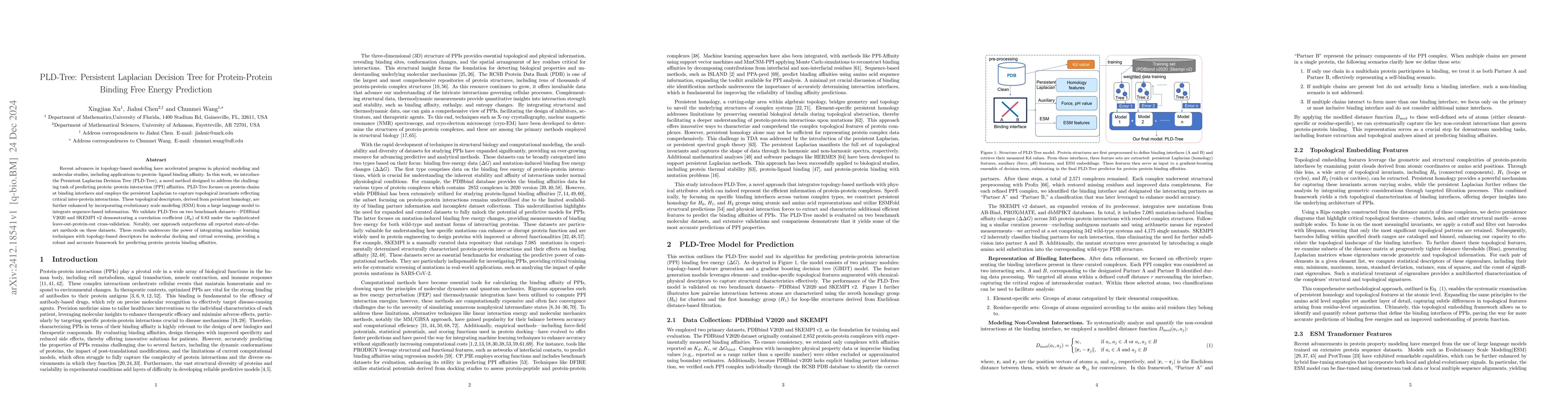 Thumbnail for PLD-Tree: Persistent Laplacian Decision Tree for Protein-Protein Binding
  Free Energy Prediction