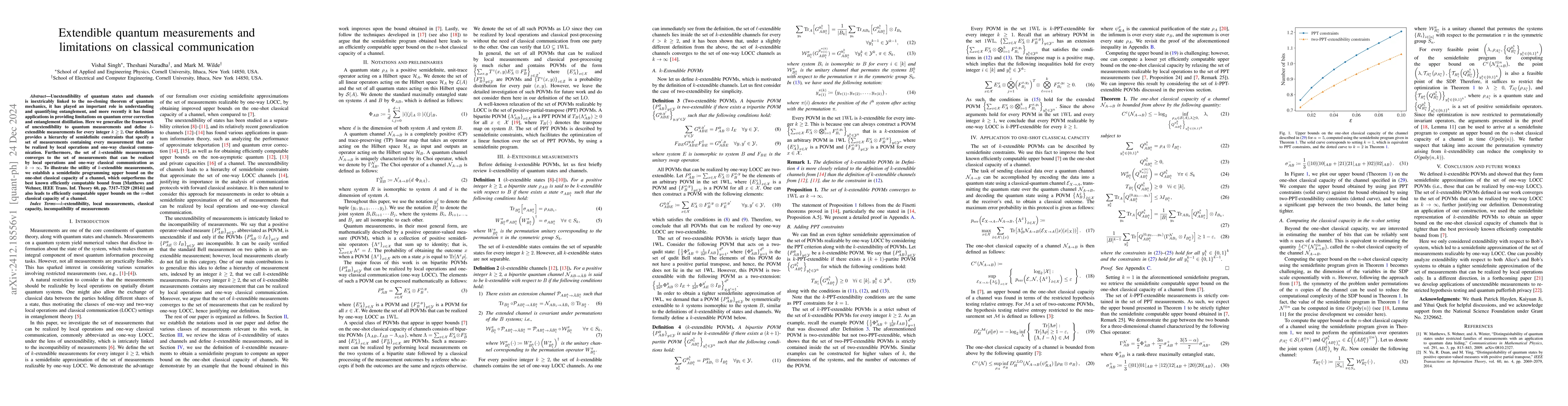 Thumbnail for Extendible quantum measurements and limitations on classical
  communication