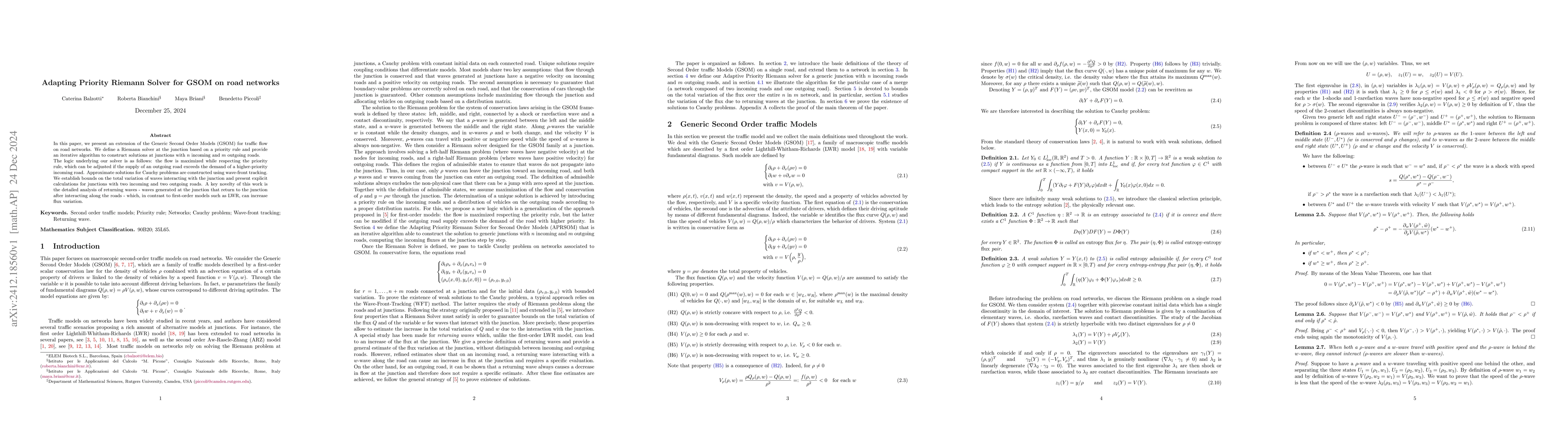 Thumbnail for Adapting Priority Riemann Solver for GSOM on road networks