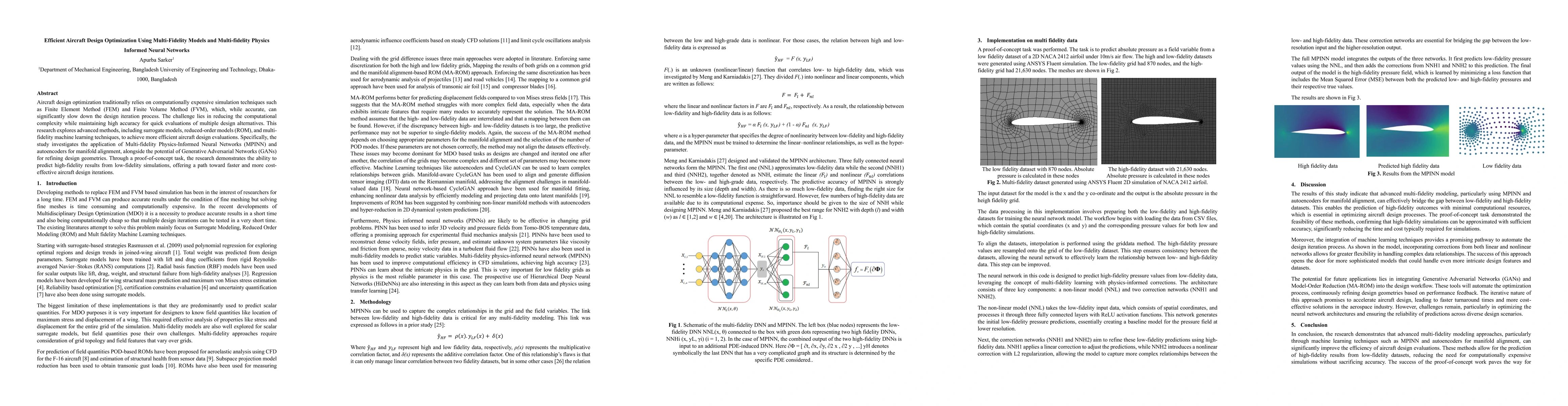 Thumbnail for Efficient Aircraft Design Optimization Using Multi-Fidelity Models and
  Multi-fidelity Physics Informed Neural Networks