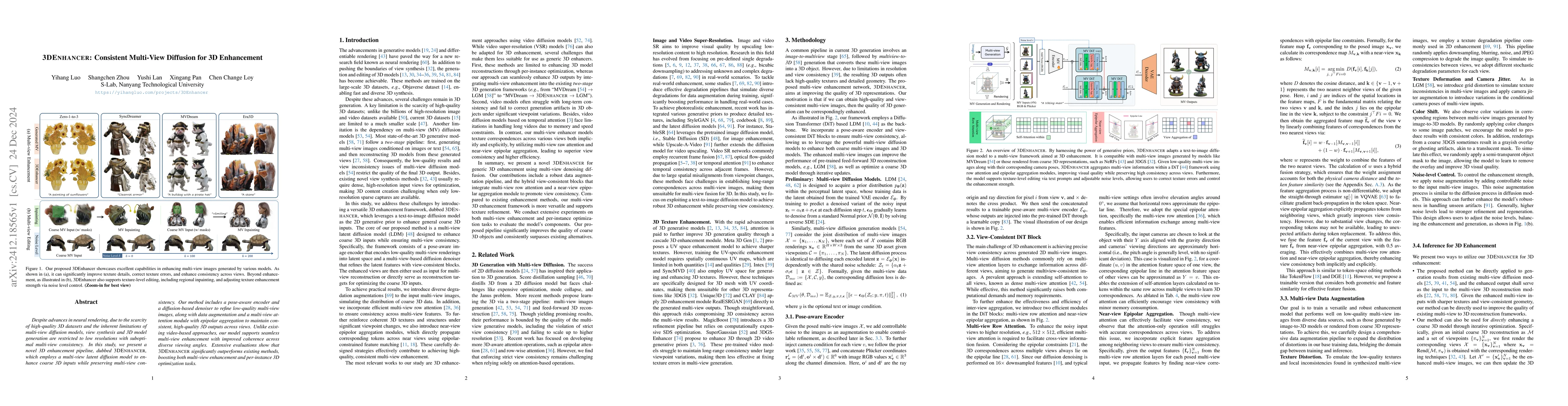Thumbnail for 3DEnhancer: Consistent Multi-View Diffusion for 3D Enhancement