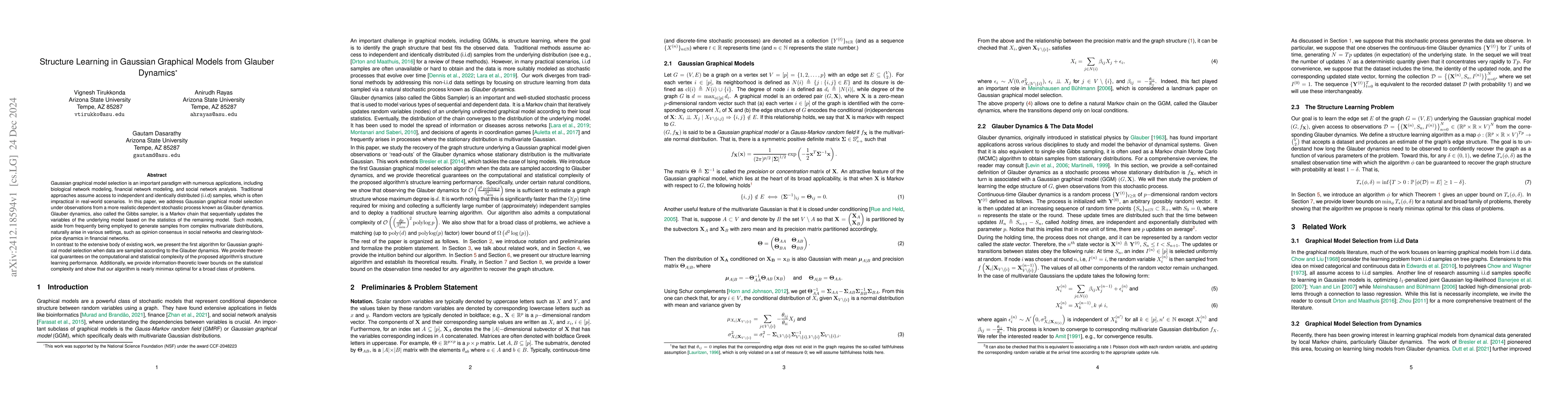 Thumbnail for Structure Learning in Gaussian Graphical Models from Glauber Dynamics