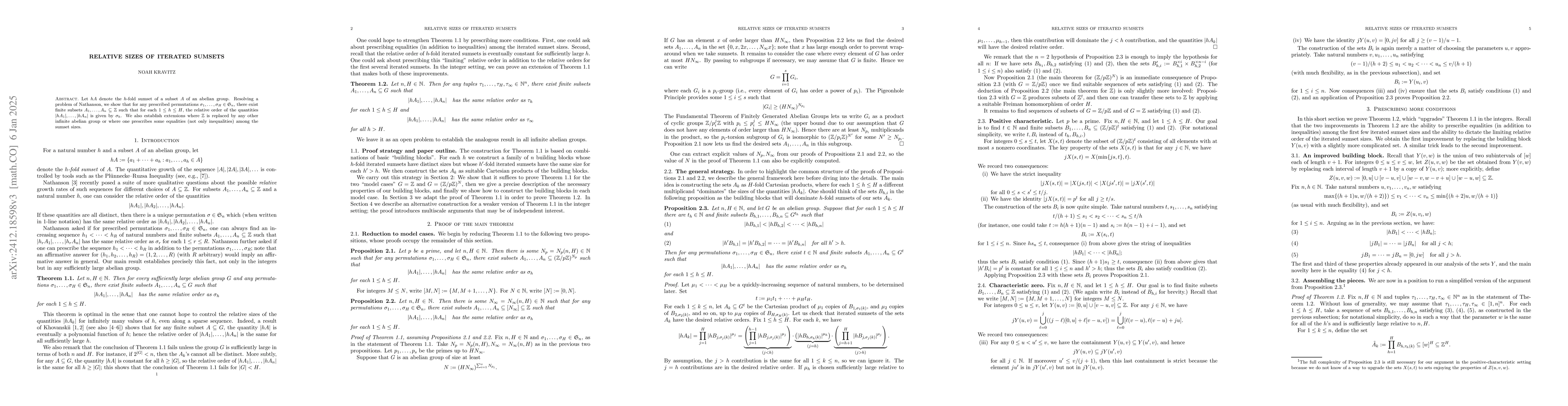 Thumbnail for Relative sizes of iterated sumsets