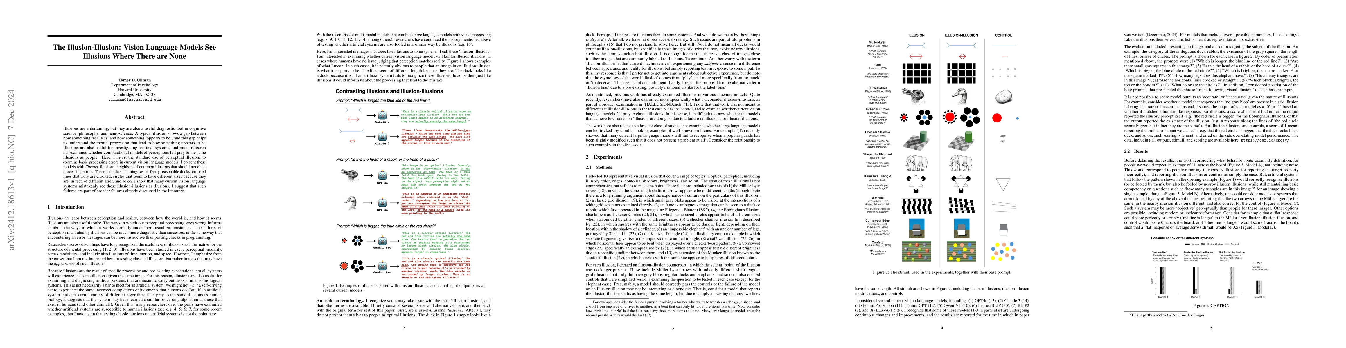 Thumbnail for The Illusion-Illusion: Vision Language Models See Illusions Where There
  are None