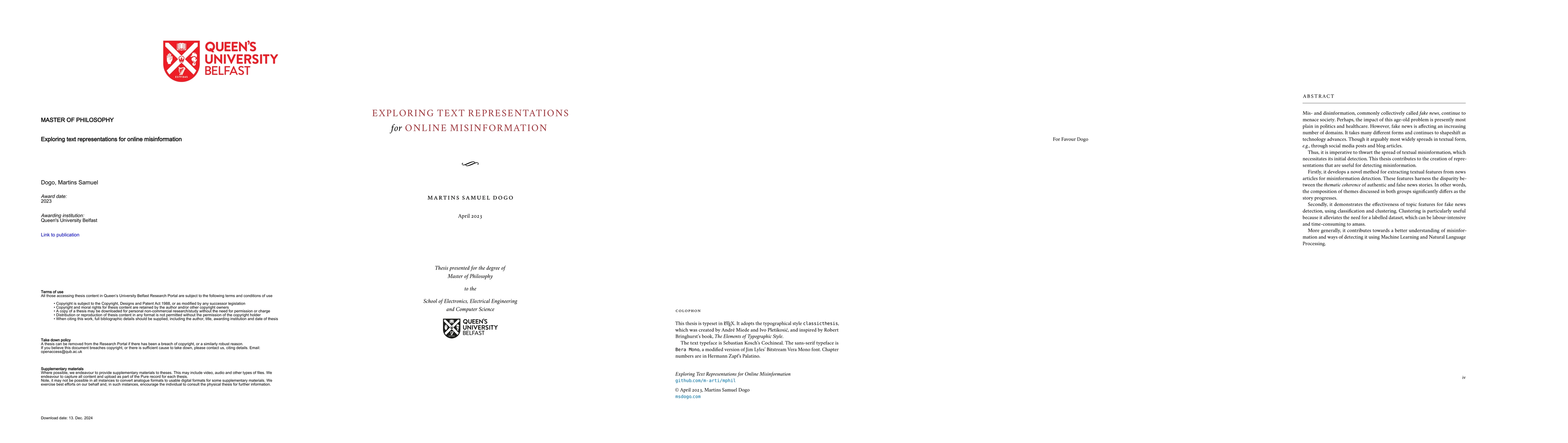 Thumbnail for Exploring Text Representations for Online Misinformation