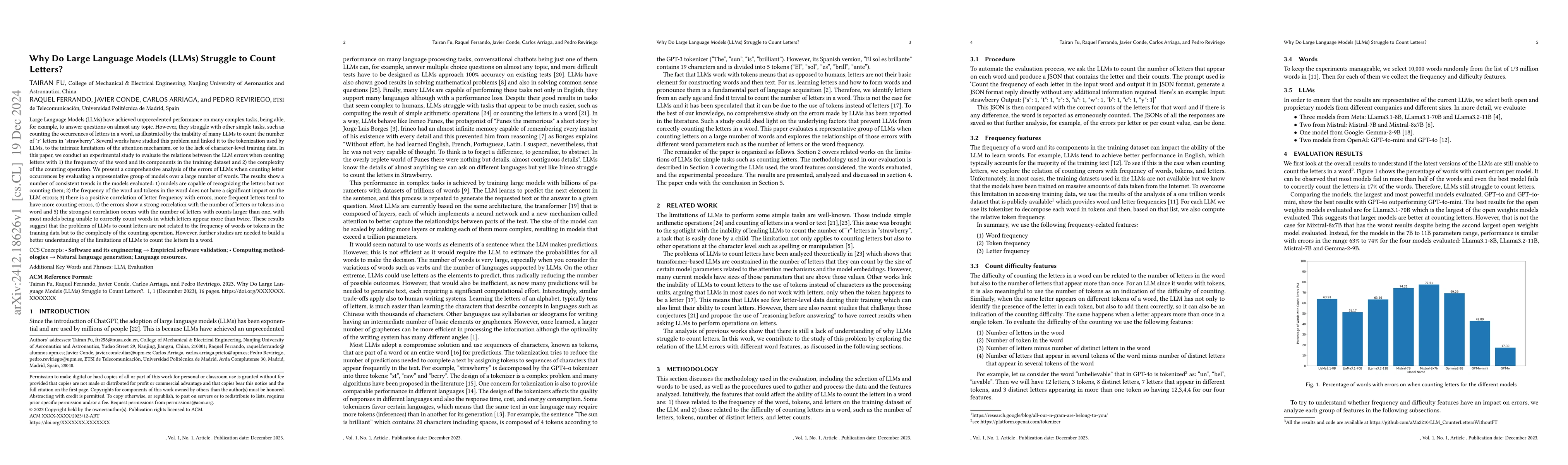 Thumbnail for Why Do Large Language Models (LLMs) Struggle to Count Letters?