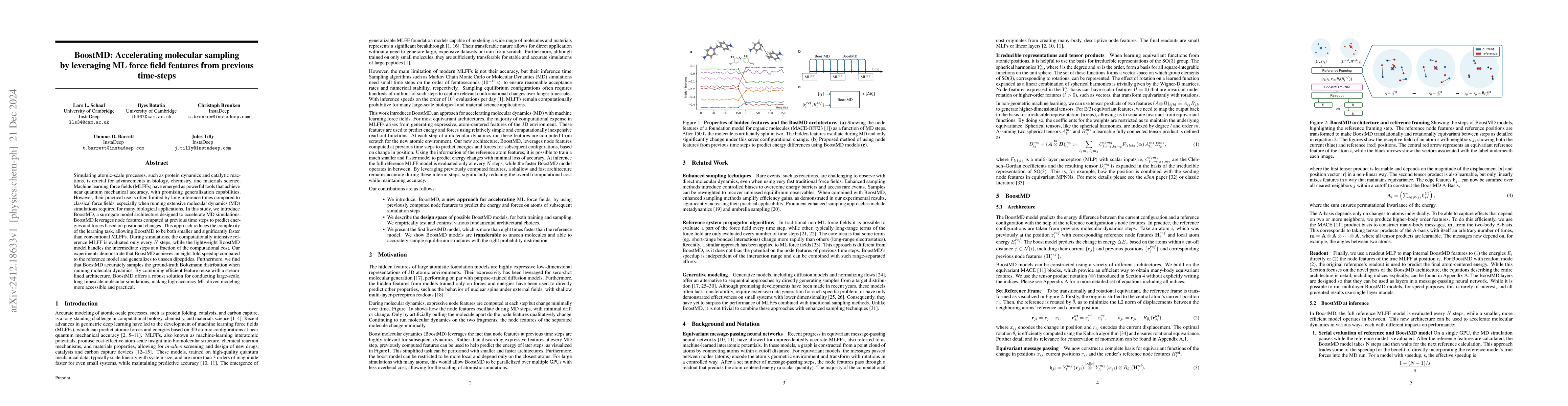 Thumbnail for BoostMD: Accelerating molecular sampling by leveraging ML force field
  features from previous time-steps