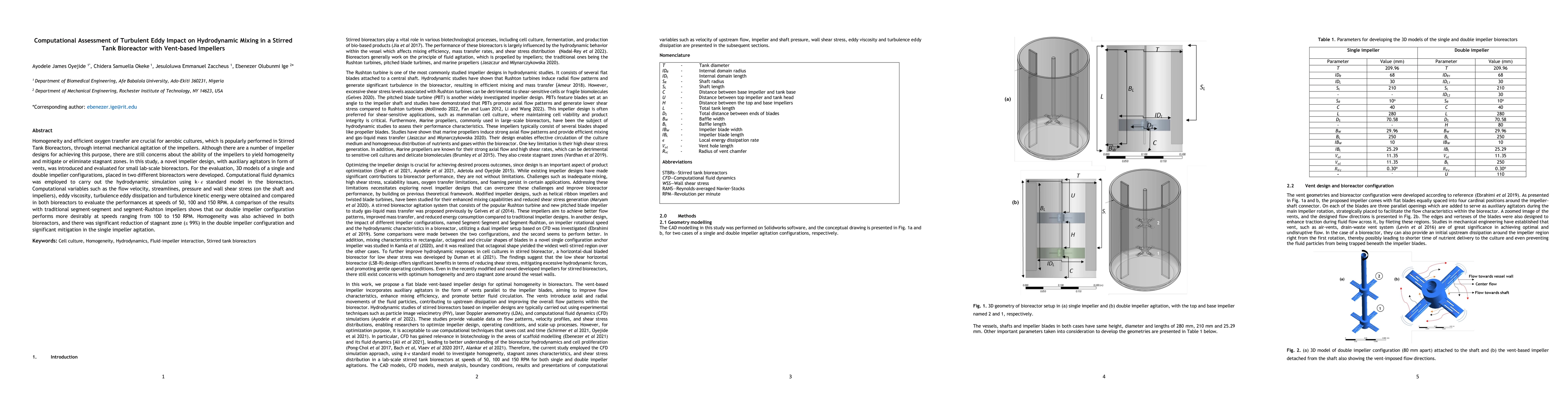 Thumbnail for Computational Assessment of Turbulent Eddy Impact on Hydrodynamic Mixing
  in a Stirred Tank Bioreactor with Vent based Impellers