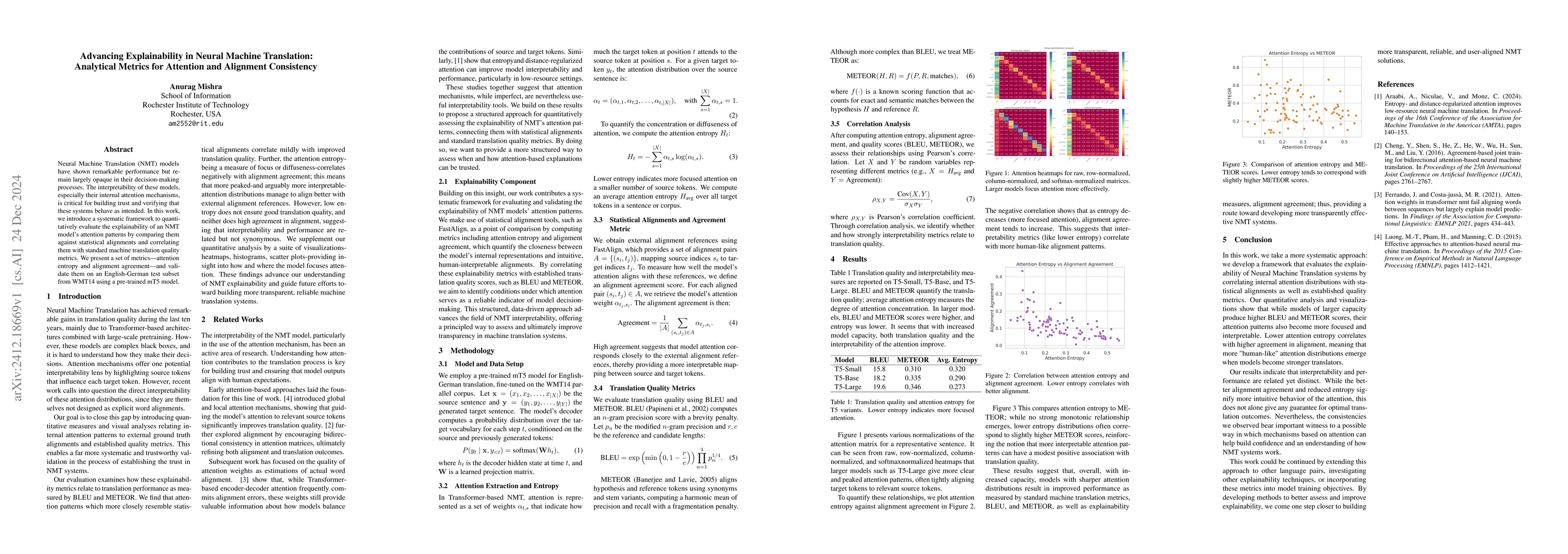 Thumbnail for Advancing Explainability in Neural Machine Translation: Analytical
  Metrics for Attention and Alignment Consistency