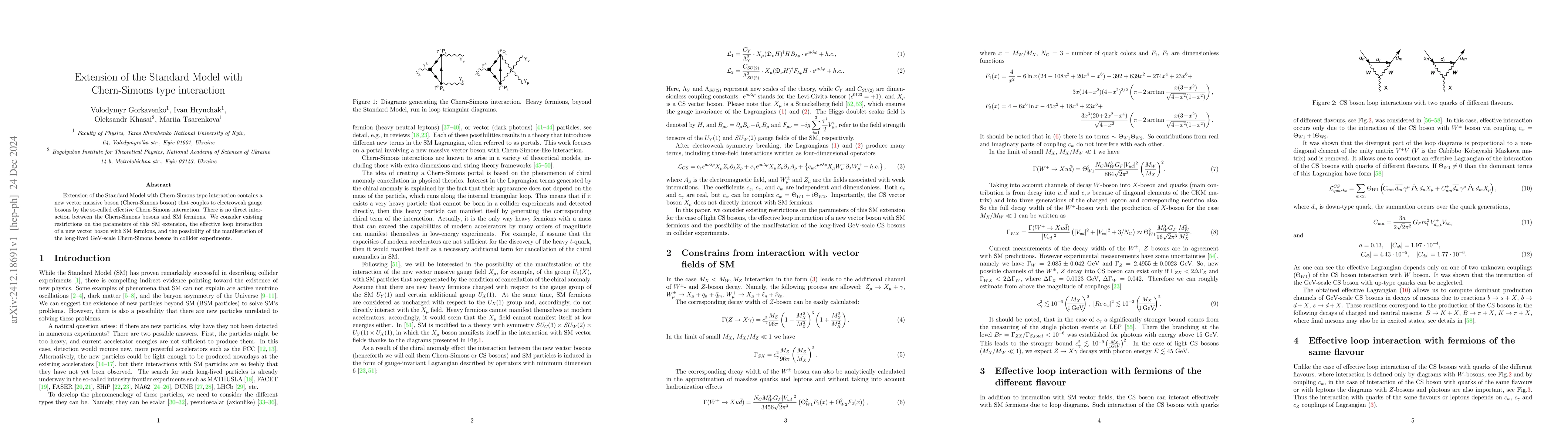 Thumbnail for Extension of the Standard Model with Chern-Simons type interaction