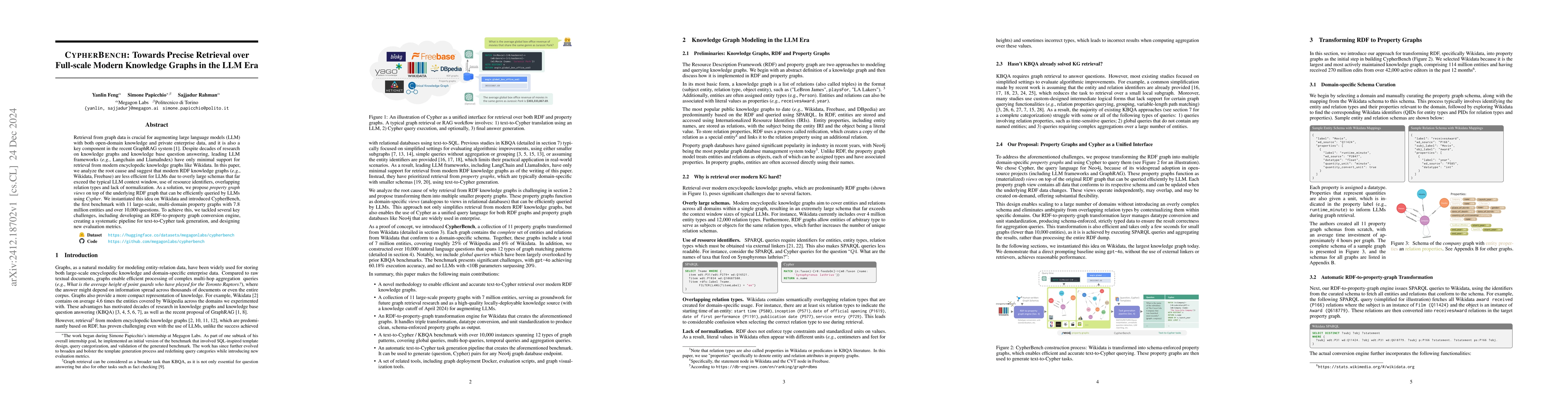 Thumbnail for CypherBench: Towards Precise Retrieval over Full-scale Modern Knowledge
  Graphs in the LLM Era
