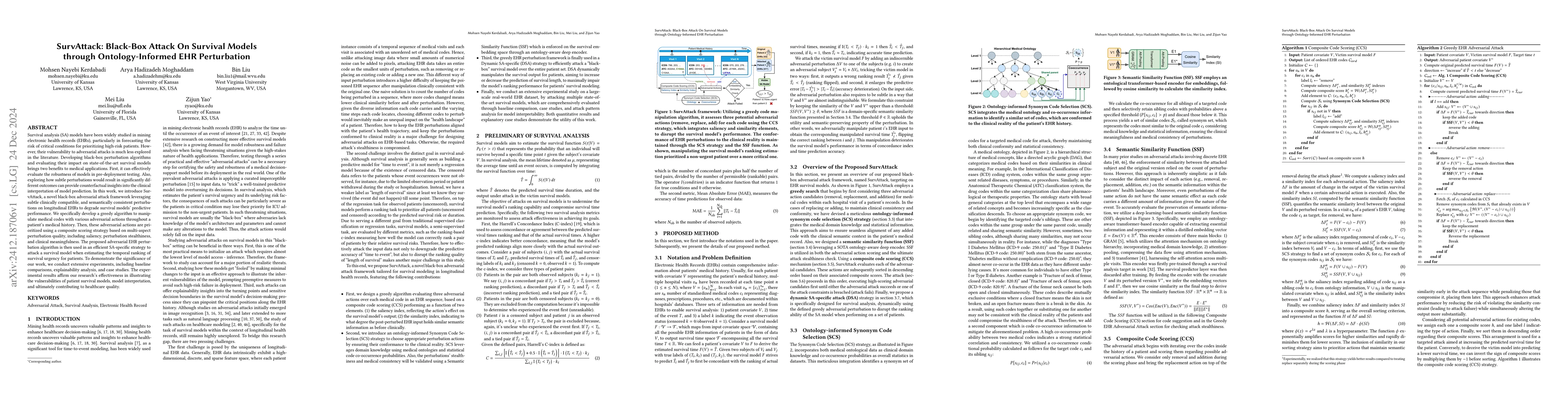Thumbnail for SurvAttack: Black-Box Attack On Survival Models through
  Ontology-Informed EHR Perturbation