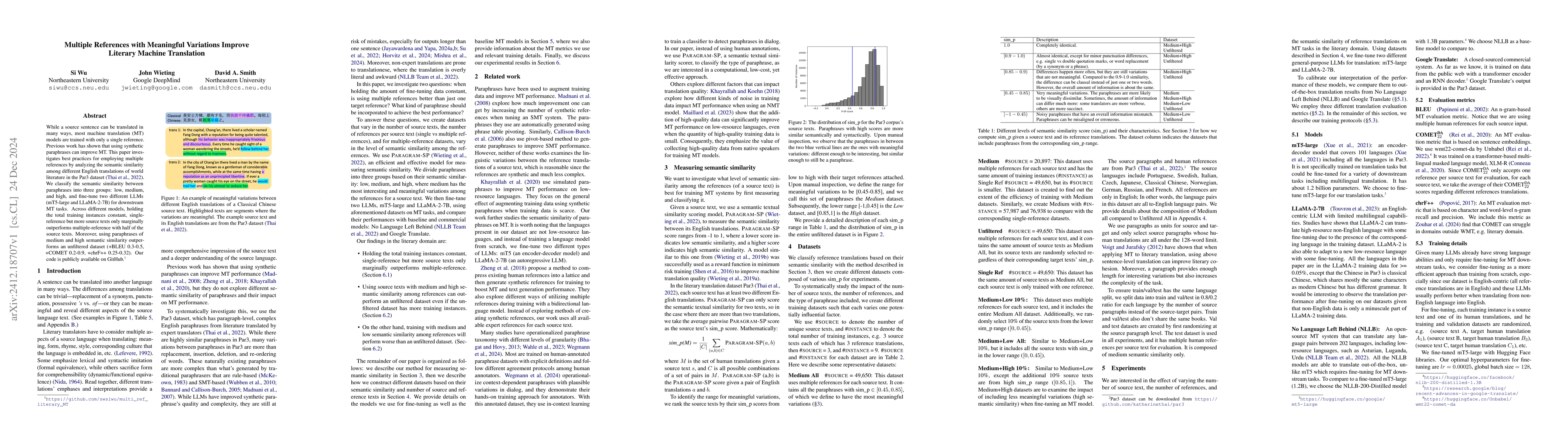 Thumbnail for Multiple References with Meaningful Variations Improve Literary Machine
  Translation