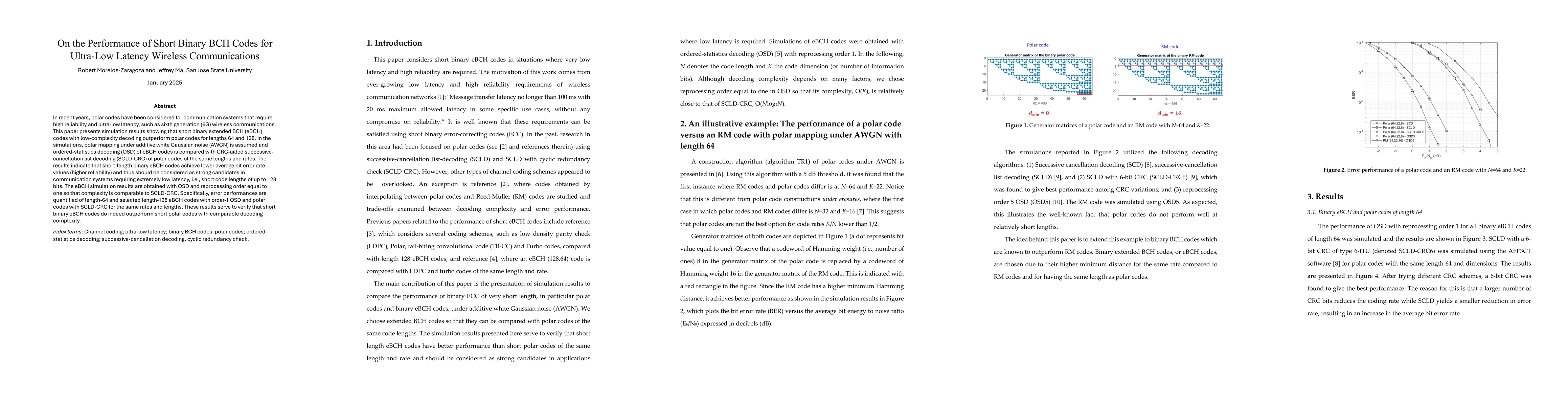 Thumbnail for On the Performance of Short Binary BCH Codes for Ultra-Low Latency
  Wireless Communications