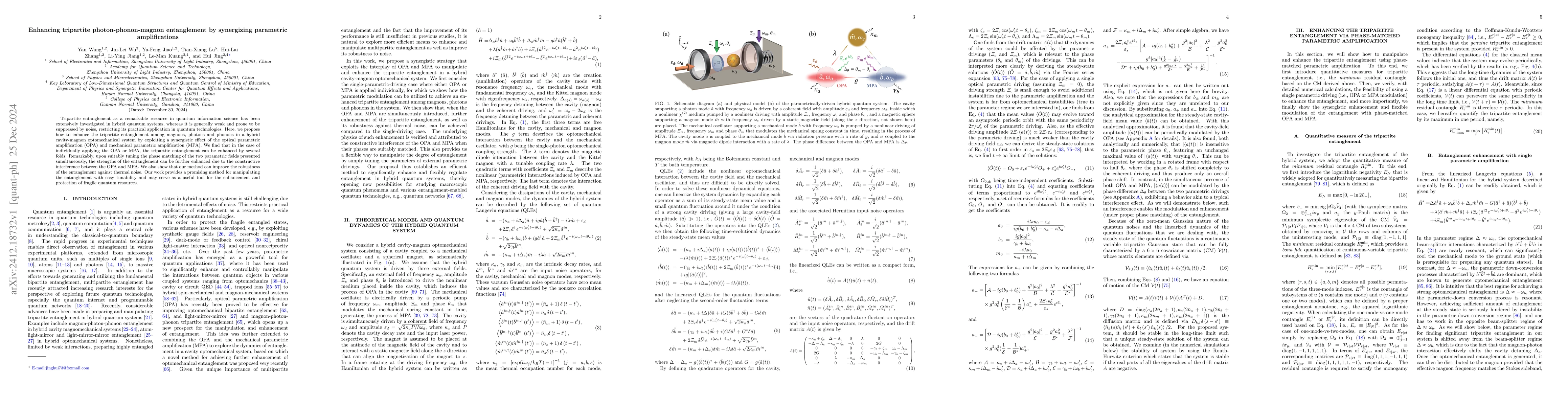 Thumbnail for Enhancing tripartite photon-phonon-magnon entanglement by synergizing
  parametric amplifications