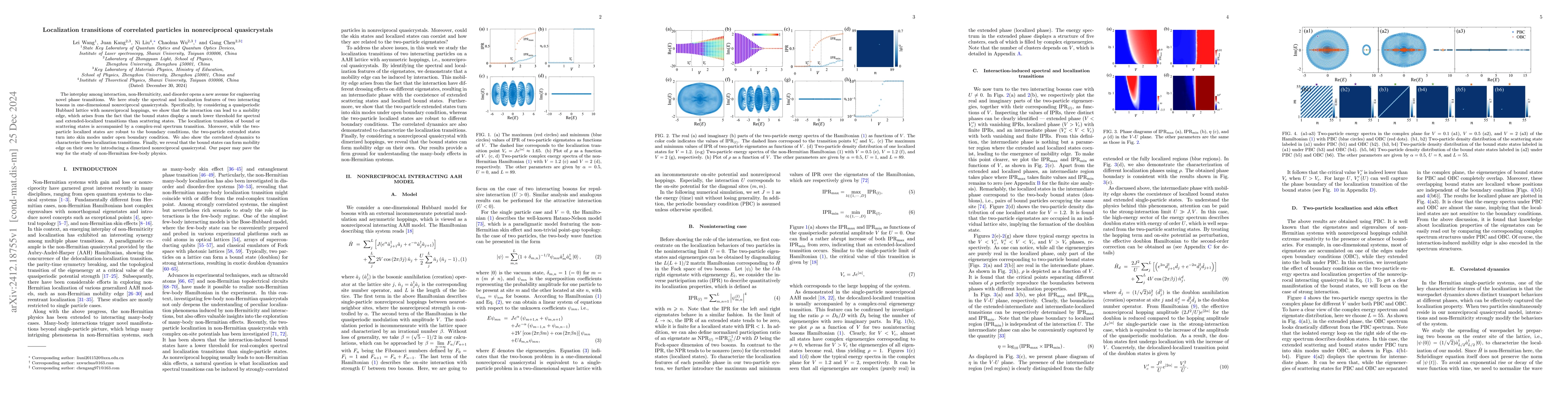 Thumbnail for Localization transitions of correlated particles in nonreciprocal
  quasicrystals