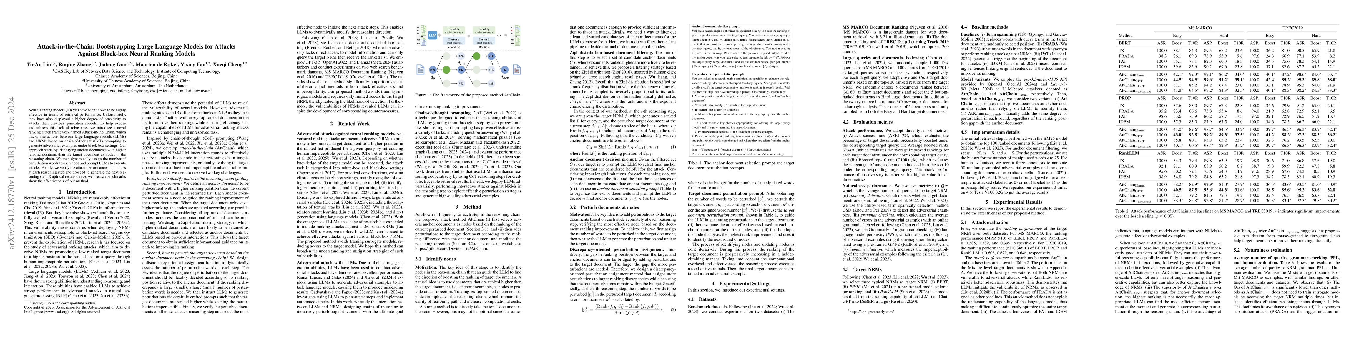 Thumbnail for Attack-in-the-Chain: Bootstrapping Large Language Models for Attacks
  Against Black-box Neural Ranking Models