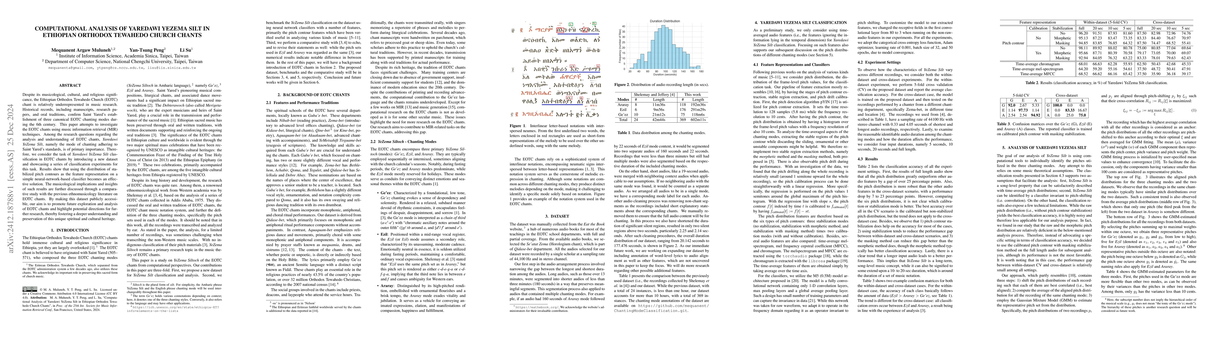 Thumbnail for Computational Analysis of Yaredawi YeZema Silt in Ethiopian Orthodox
  Tewahedo Church Chants