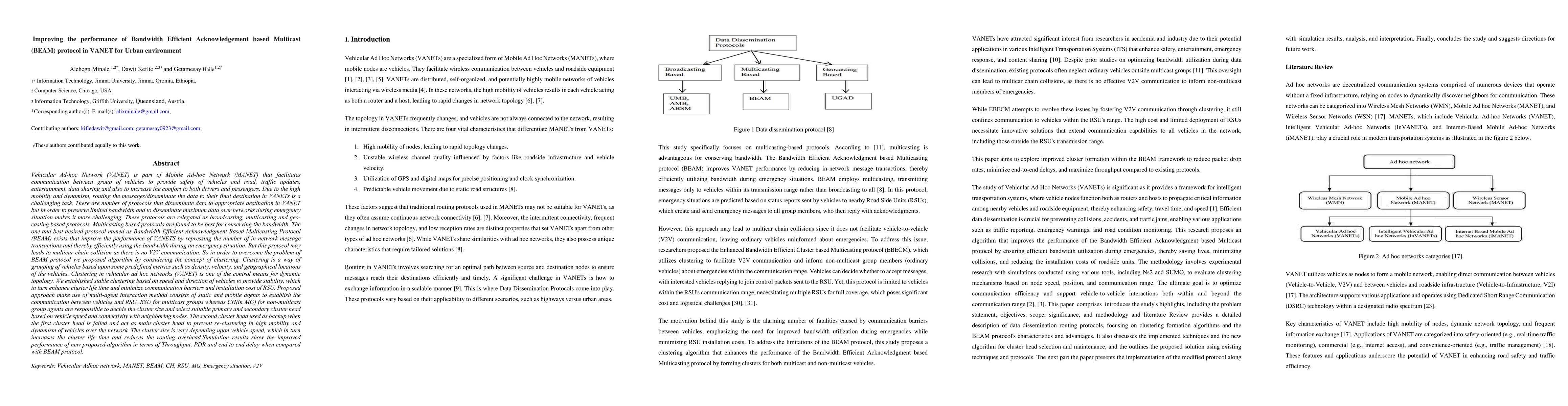 Thumbnail for Improving the performance of Bandwidth Efficient Acknowledgement based
  Multicast (BEAM) protocol in VANET for Urban environment