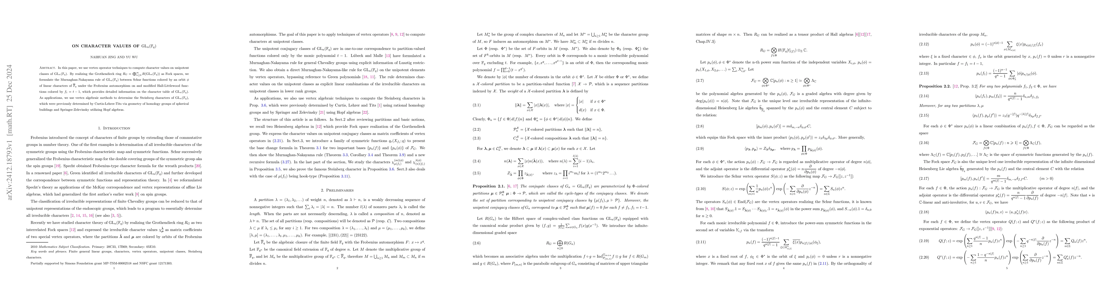 Thumbnail for On character values of $GL_n(\mathbb F_q)$