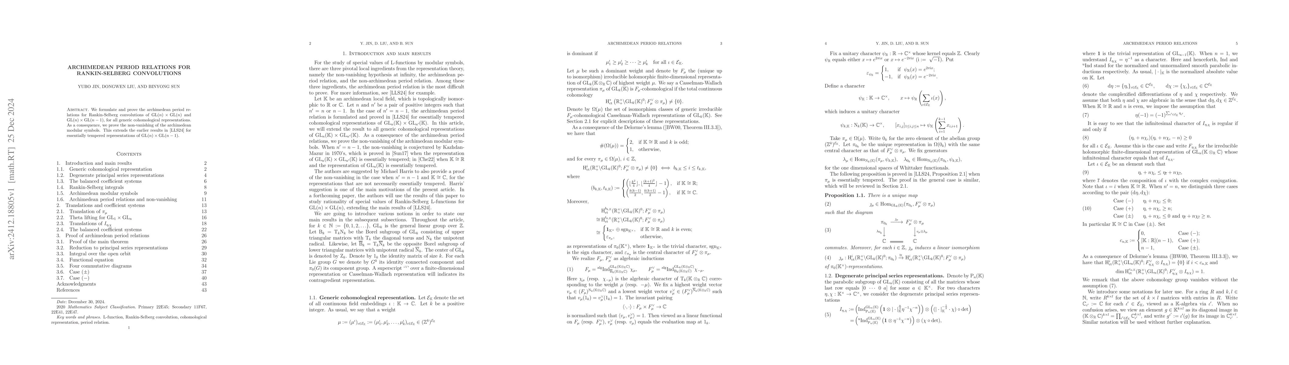 Thumbnail for Archimedean period relations for Rankin-Selberg convolutions