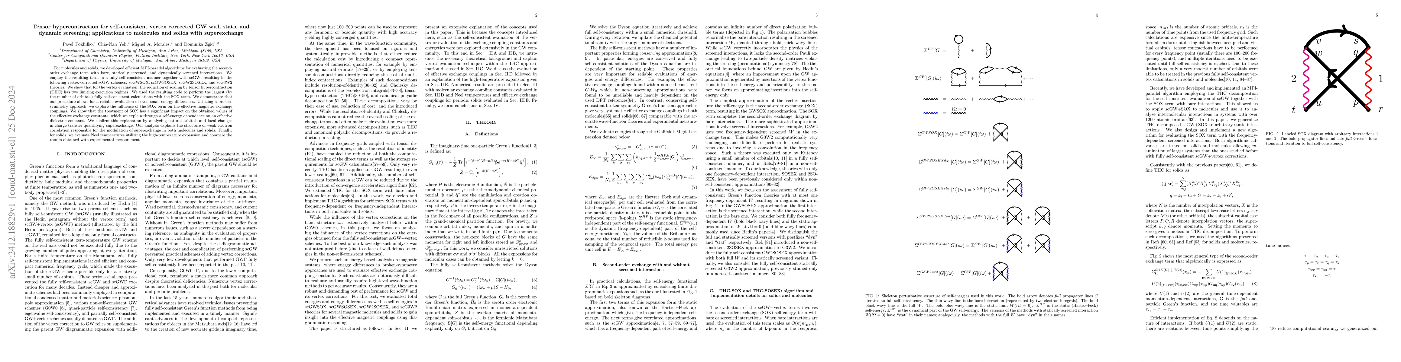 Thumbnail for Tensor hypercontraction for self-consistent vertex corrected GW with
  static and dynamic screening; applications to molecules and solids with
  superexchange