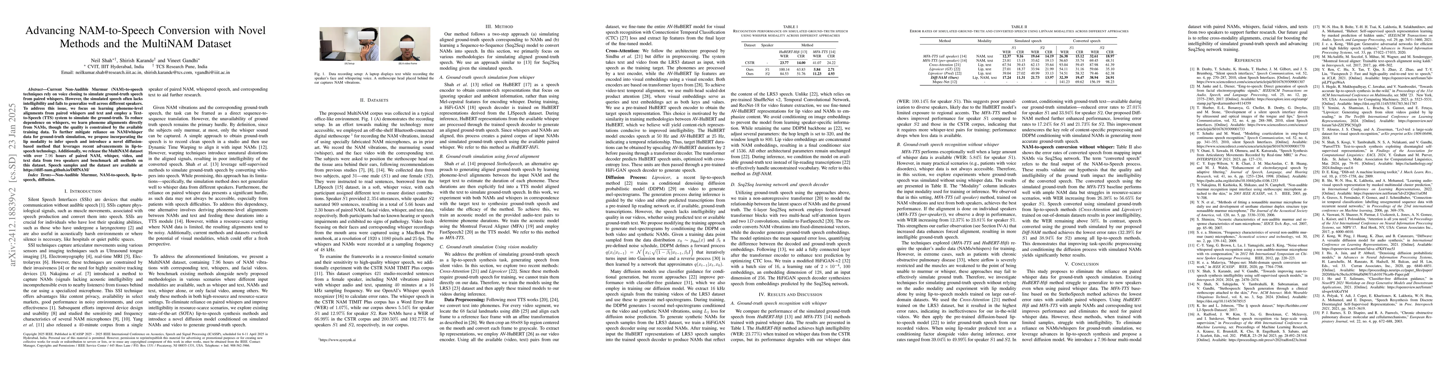 Thumbnail for Advancing NAM-to-Speech Conversion with Novel Methods and the MultiNAM
  Dataset