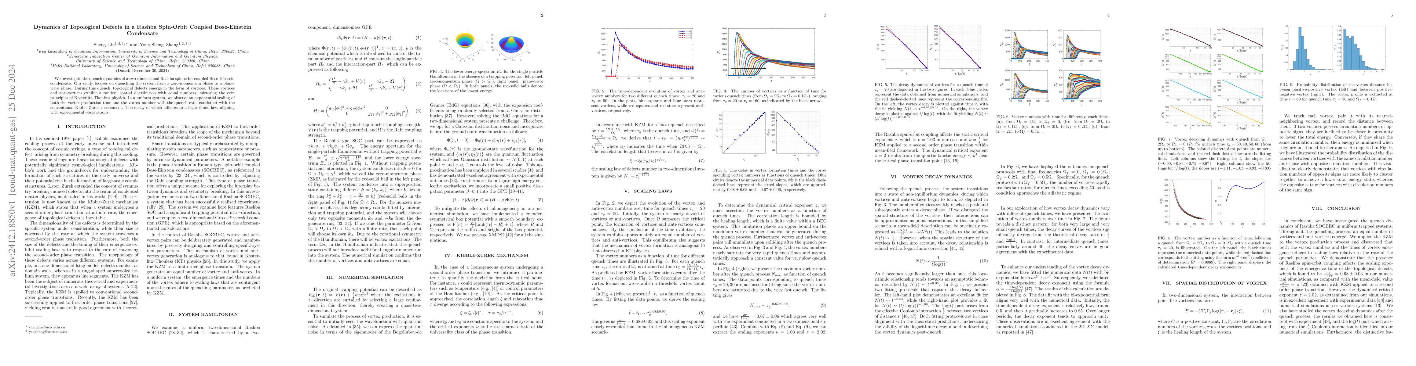 Thumbnail for Dynamics of Topological Defects in a Rashba Spin-Orbit Coupled
  Bose-Einstein Condensate