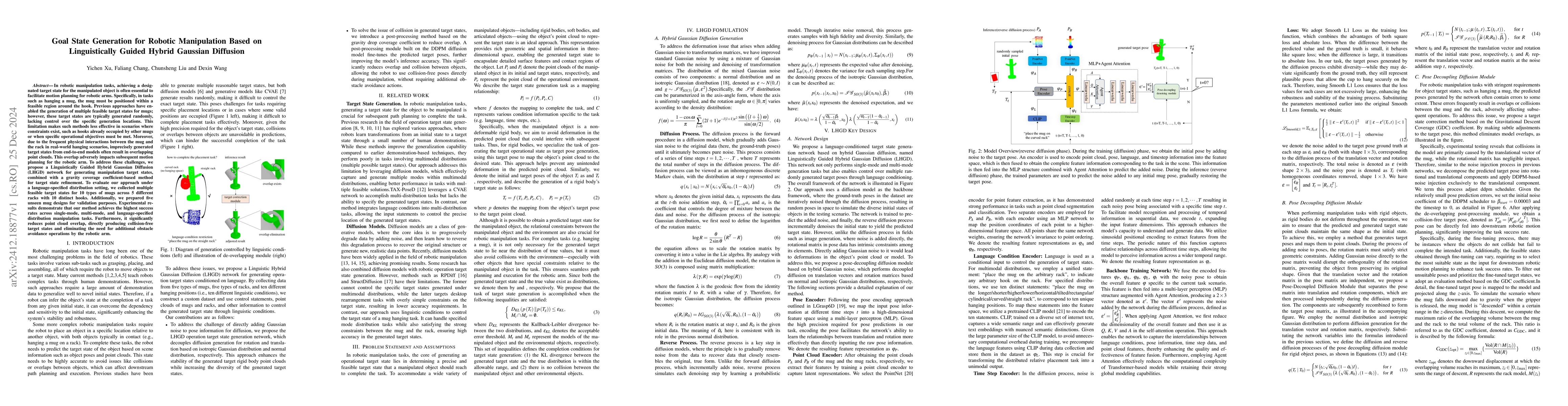 Thumbnail for Goal State Generation for Robotic Manipulation Based on Linguistically
  Guided Hybrid Gaussian Diffusion