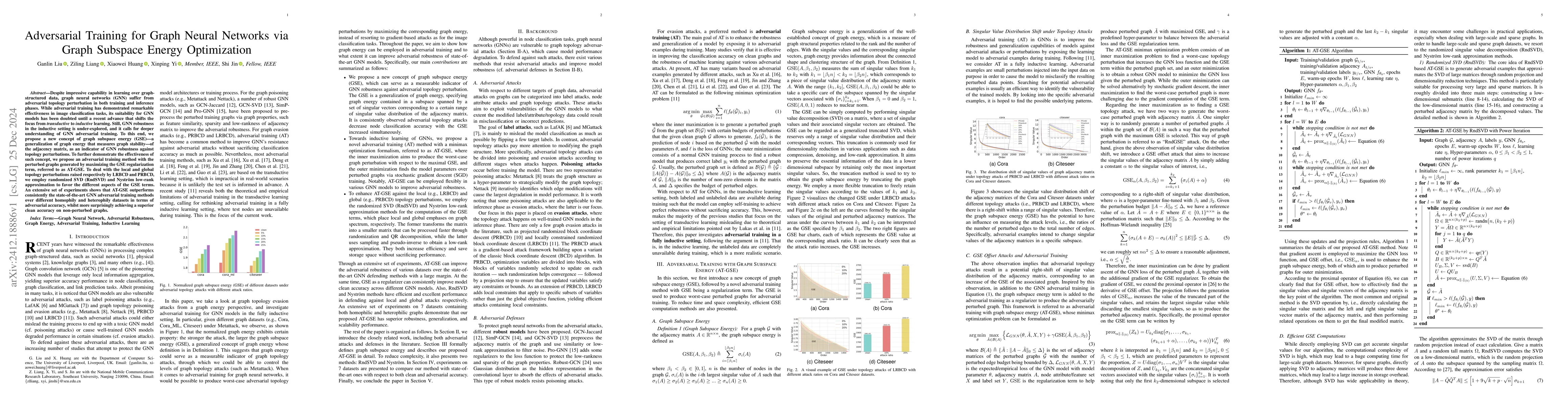 Thumbnail for Adversarial Training for Graph Neural Networks via Graph Subspace Energy
  Optimization