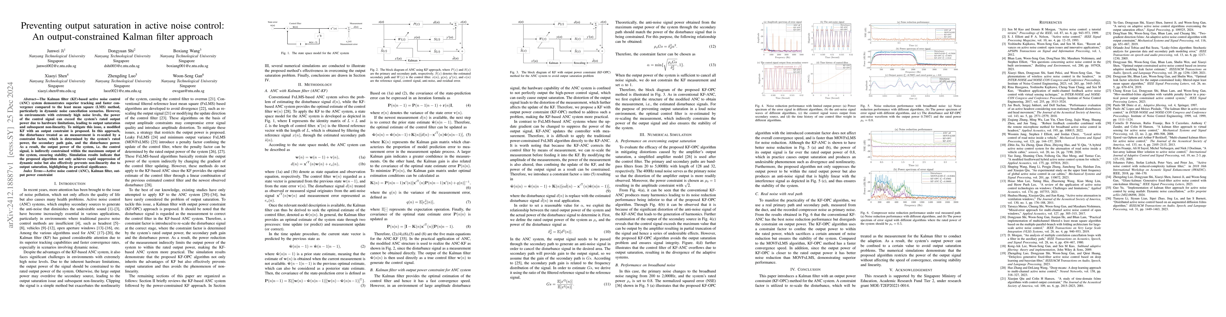 Thumbnail for Preventing output saturation in active noise control: An
  output-constrained Kalman filter approach