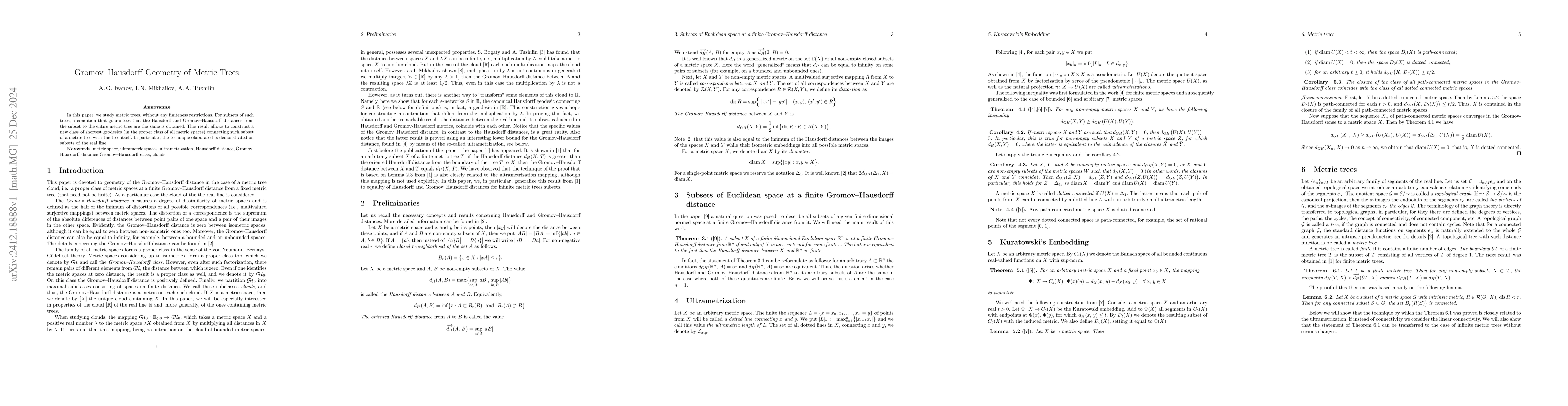 Thumbnail for Gromov-Hausdorff Geometry of Metric Trees